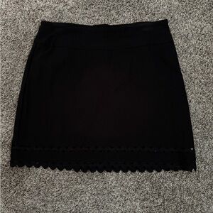 Crown & Ivy Black Mini Skirt with Scalloped Hem